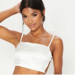 Satin strappy crop top